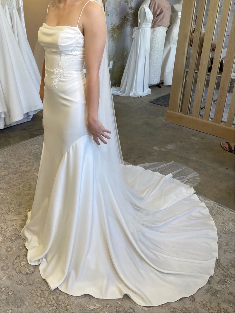 Lovers Society Satin White Ivory Bridal Slip Dress with Delicate Appliquรฉ